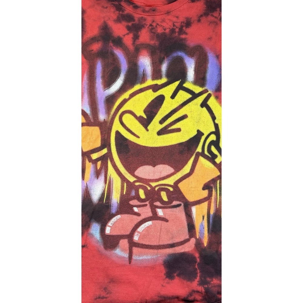 Pac-Man‎ Tie Dye Graphic T Shirt Mens XL Red Black Bandai Namco Streetwear Tee - Picture 2 of 9